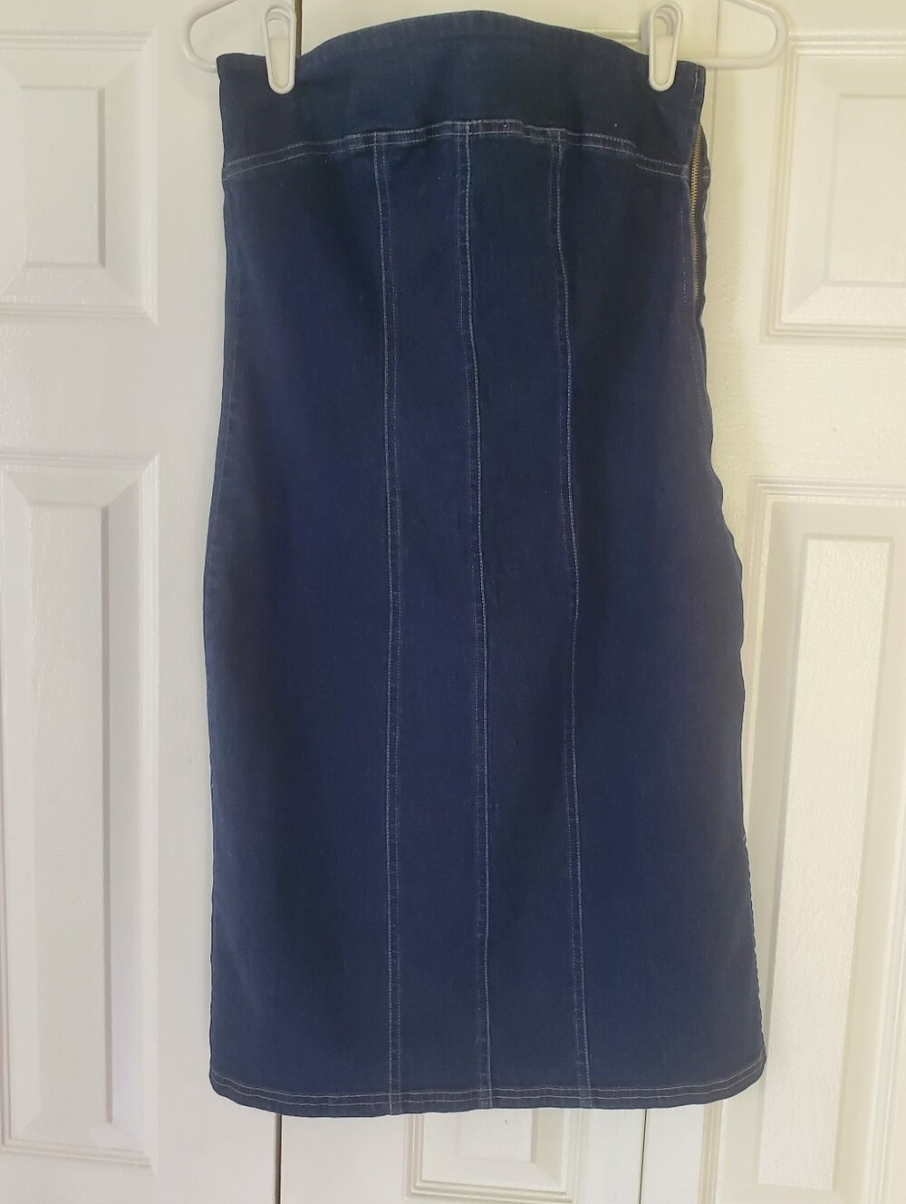 Express Dark Blue Denim Strapless Dress